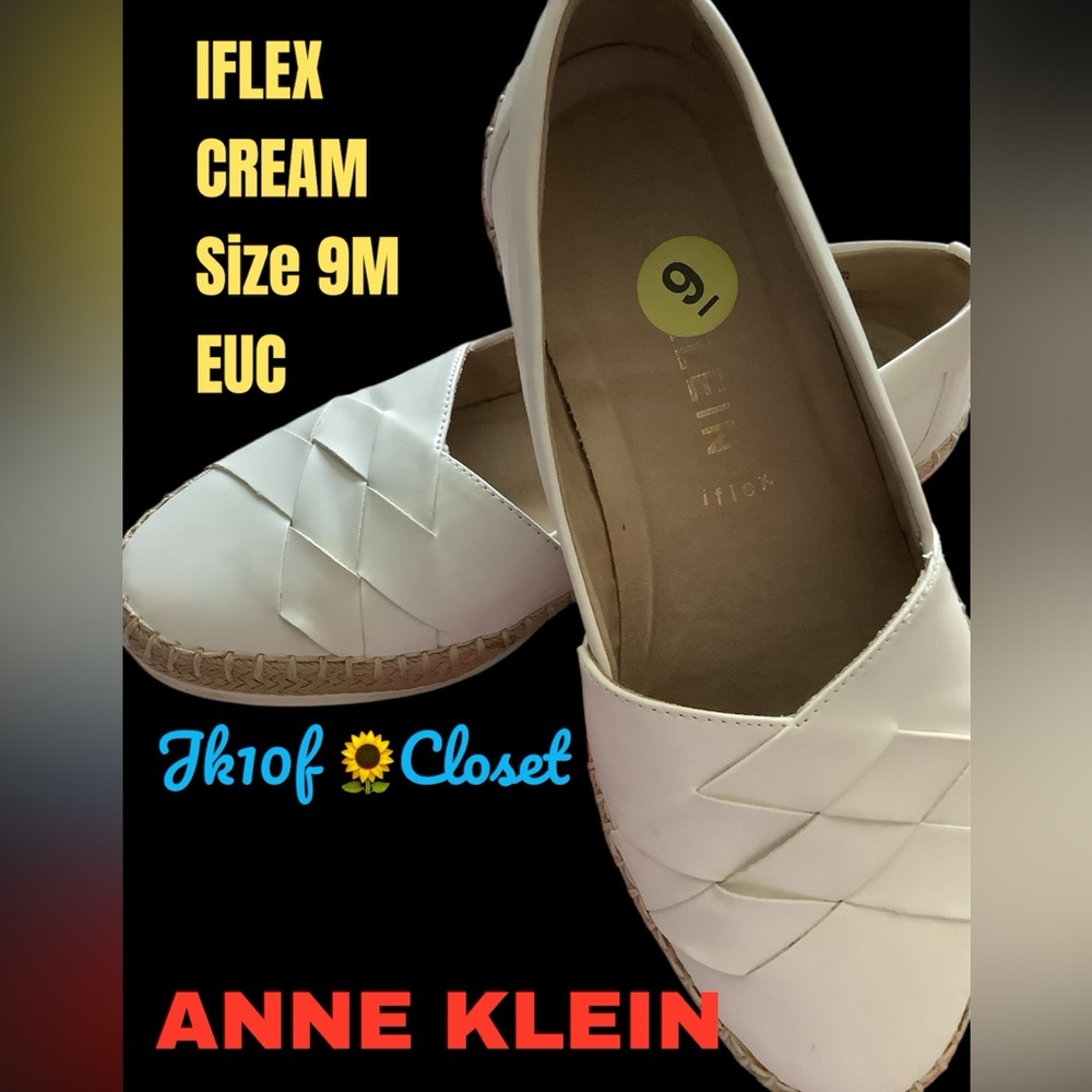 LOWEST🌺 ANNE KLEIN Sz 9 EUC IFLEX IVORY CREAMFLATS